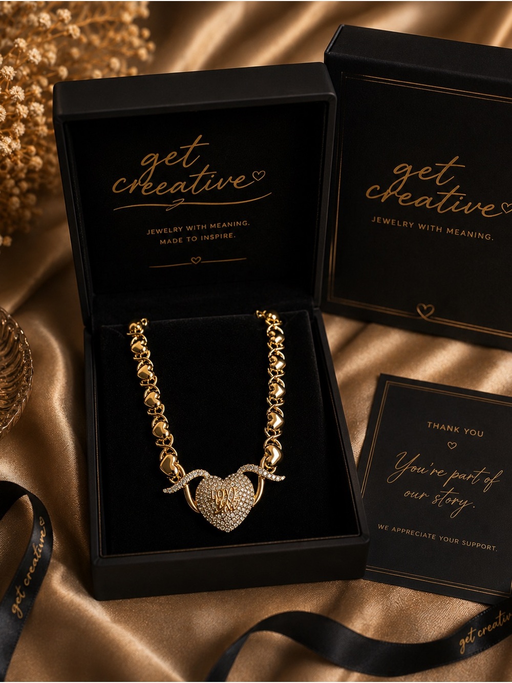 Gold Heart X’s and O’s Pendant Necklace